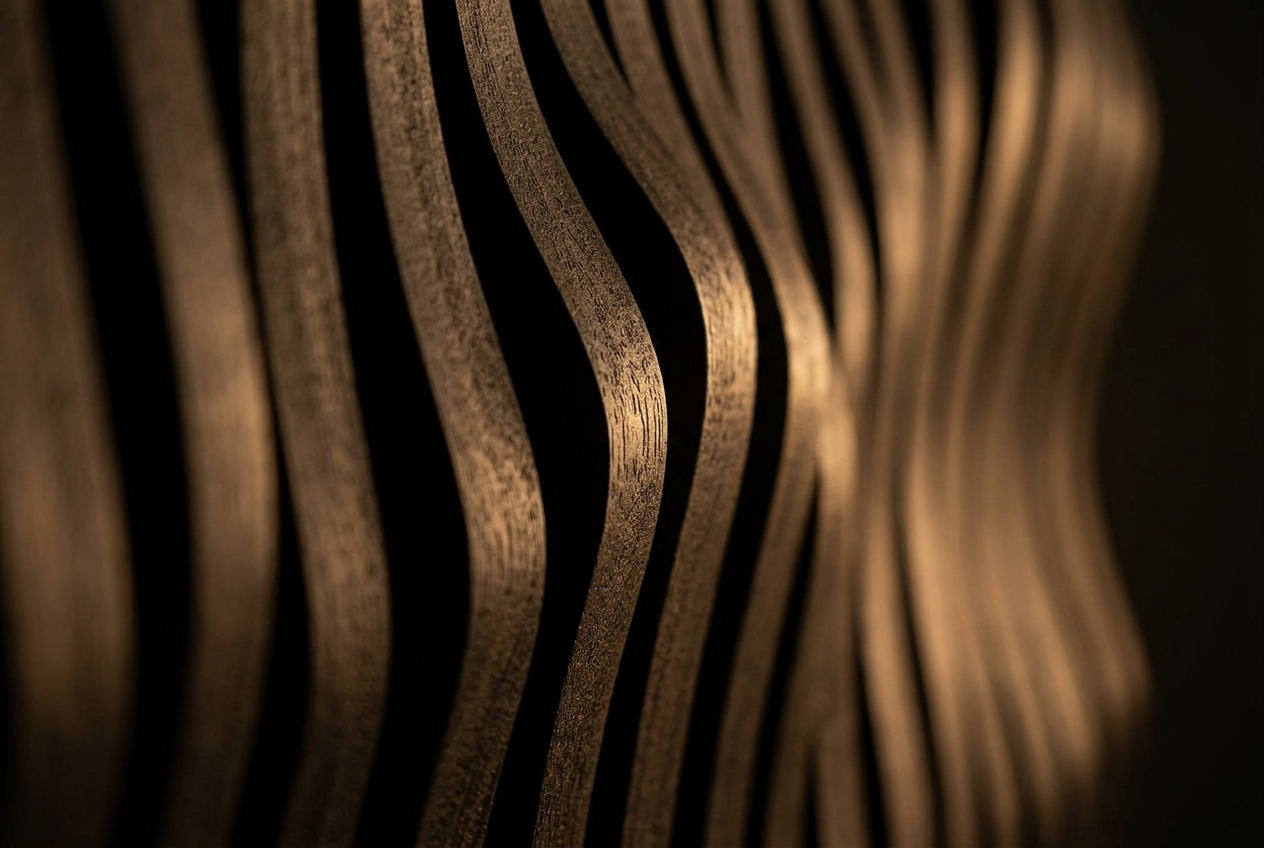 Macro detail of the wave-form slats